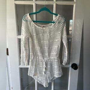 Victoria’s Secret White Crochet Romper Cover-up Small